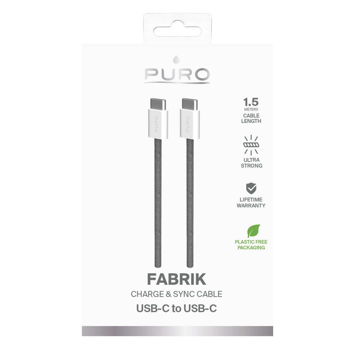 PURO Fabrik 2.0 60W USB-C til USB-C opladnings- og synkroniseringskabel 1,5 m