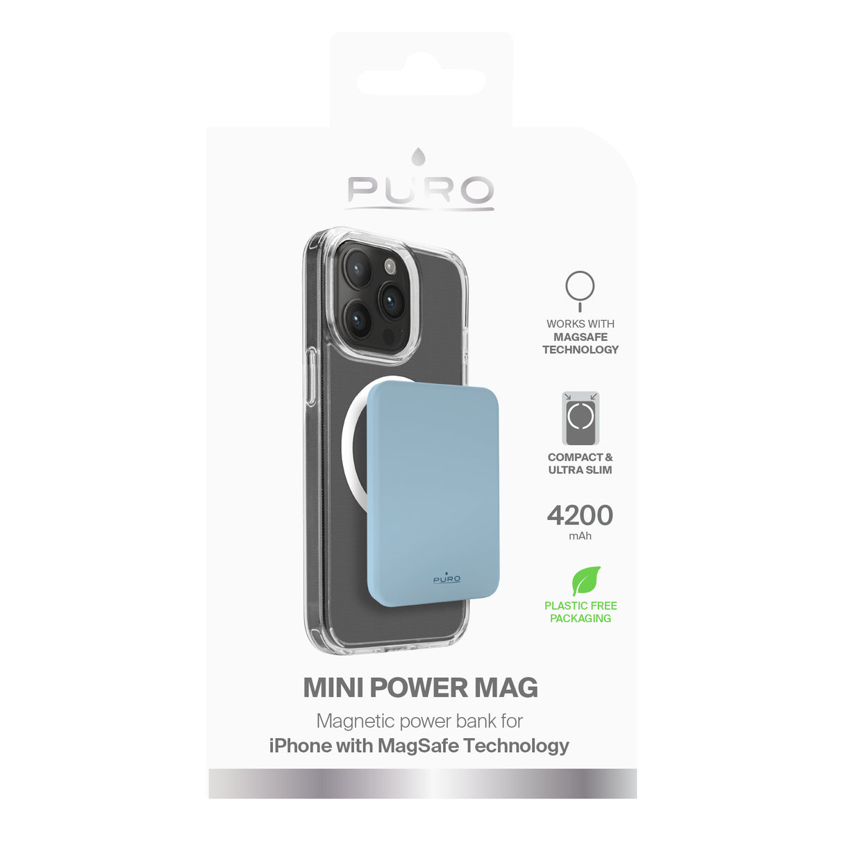 PURO Power Bank Wireless "Mini Power Mag" 4200 mAh til iPhone