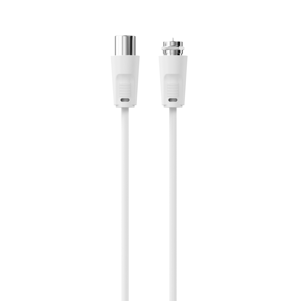 Connectech antennekabel med koaksial og F-stik. 1.5m. Hvid