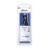 Sinox 12V dobbelt USB A biloplader. 1.0+2.1A. Sort