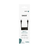 Sinox USB C-spiralkabel. 1m. Sort