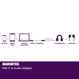 Marmitek USB-C til AUX adapter. 0,15m