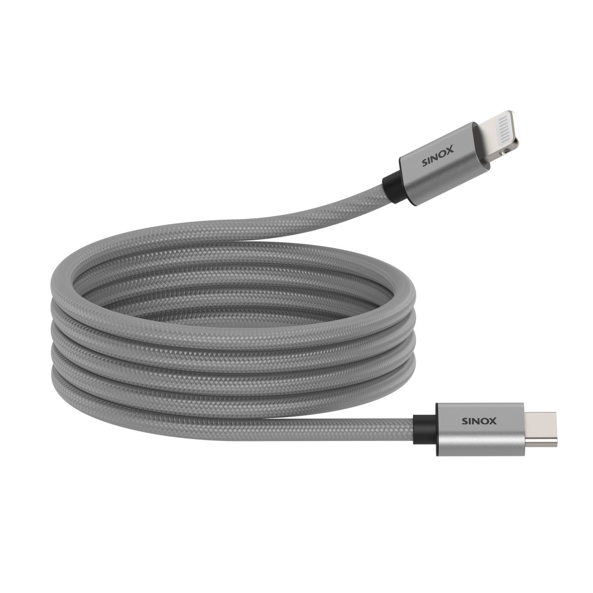 Sinox PRO USB C til Lightning magnetisk kabel. 1m. Grå
