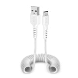 SBS data- og opladning spiralkabel USB 2.0 - USB C. 17-100cm. Hvid