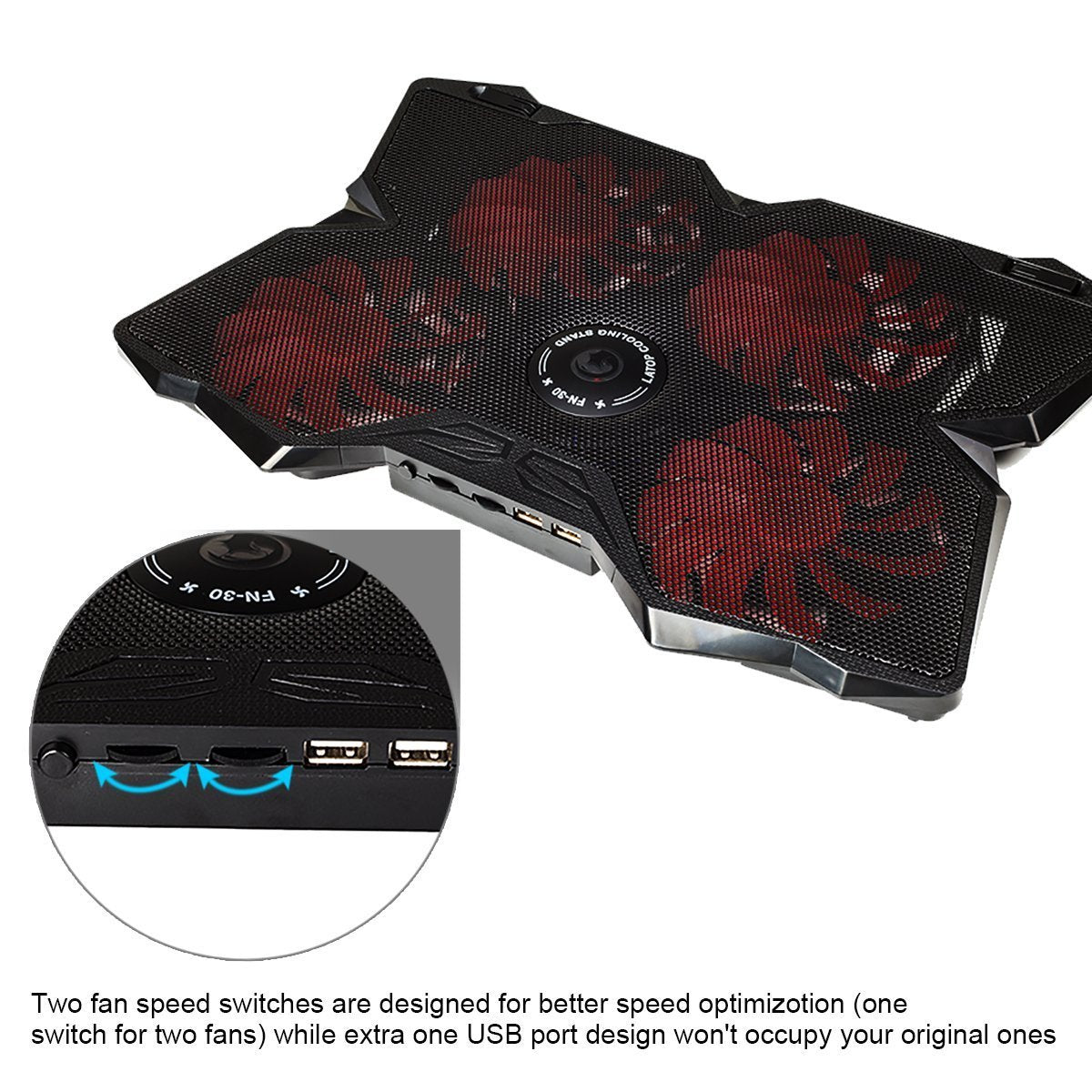 Marvo laptop kølerstand. Sort/rød