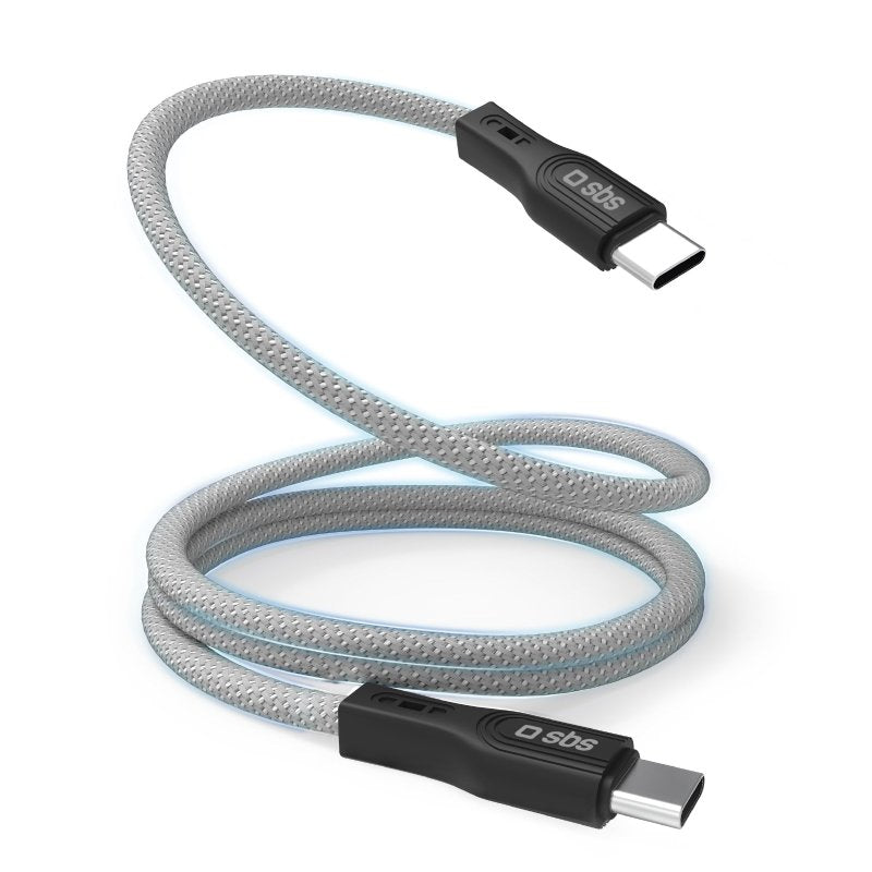 SBS USB-C - USB-C-kabel med magnetisk finish, 1m. Grå