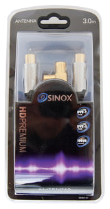 Sinox SHD antennekabel. 3m. Sort