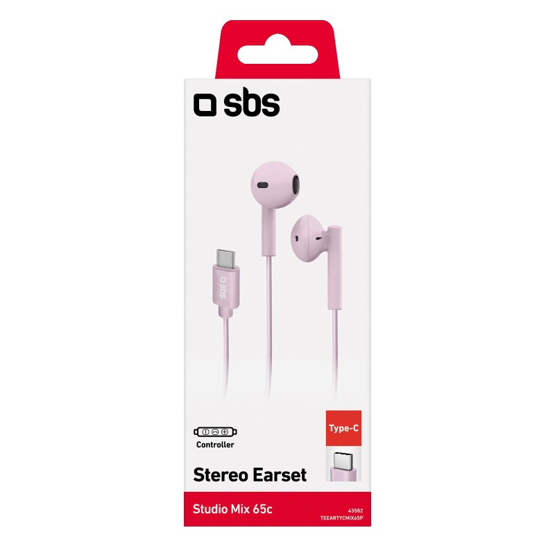 SBS in-ear stereo høretelefoner Studio Mix 65. Lyserød