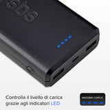 SBS hurtigtopladende powerbank. 20,000 mAh. Sort