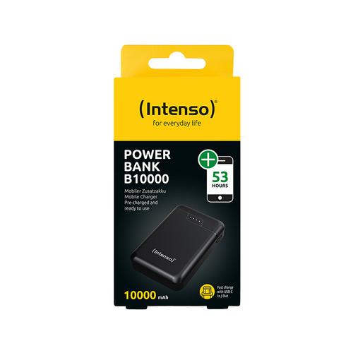 Intenso B10000 - 10,000 mAh Power Bank, portable external battery, USB-C & 2* USB-A, LED status indicator, tested in Germany, black