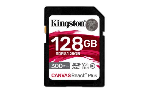 Kingston Technology 128GB Canvas React Plus SDXC UHS-II 300R/260W U3 V90 for Full HD/4K/8K