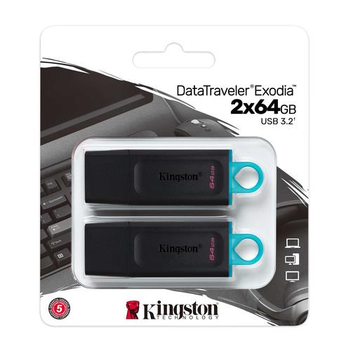 Kingston Technology DataTraveler (R) Exodia (Black + Teal) 2 Pieces - USB 3.2 Flash Drive
