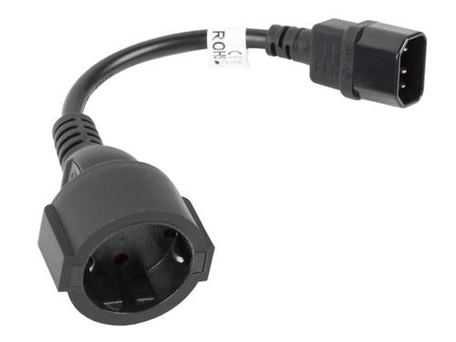 Lanberg CA-C14E-10CC-0018-BK el-ledning Sort 0,18 m C14 forbinder