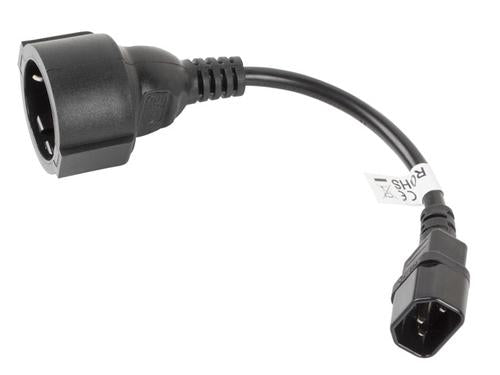 Lanberg CA-C14E-10CC-0018-BK el-ledning Sort 0,18 m C14 forbinder