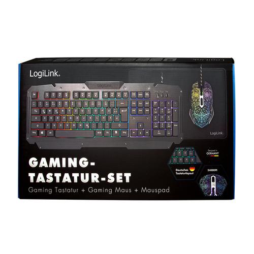 LogiLink ID0185 tastatur Mus inkluderet Spil USB QWERTY Engelsk Sort