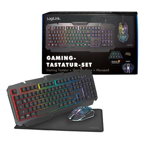 LogiLink ID0185 tastatur Mus inkluderet Spil USB QWERTY Engelsk Sort