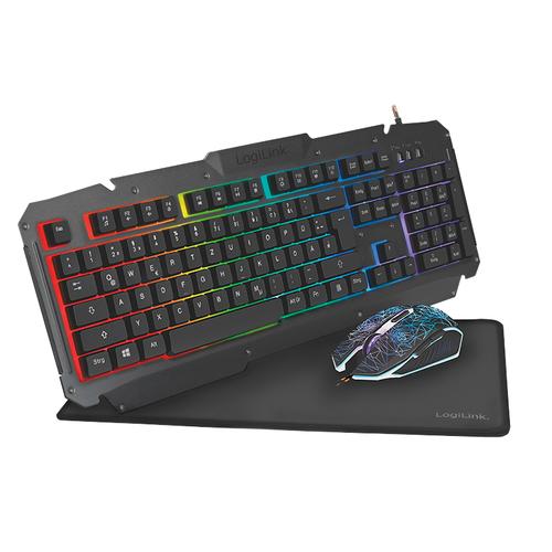 LogiLink ID0185 tastatur Mus inkluderet Spil USB QWERTY Engelsk Sort