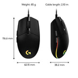 Logitech Gaming Mouse G203 LIGHTSYNC Optisk Kabling Sort