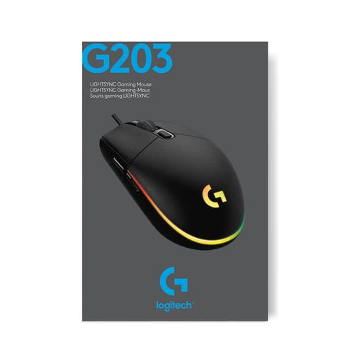 Logitech Gaming Mouse G203 LIGHTSYNC Optisk Kabling Sort