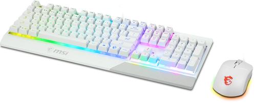 MSI VIGOR GK30 COMBO WHITE MEMchanical Gaming Keyboard + Gaming Mouse Bundle 'UK Layout, 6-Zone RGB Lighting Keyboard, Dual-Zone RGB Lighting Mouse, 5000 DPI Optical Sensor, Center'