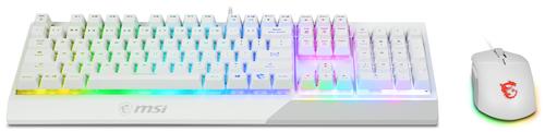 MSI VIGOR GK30 COMBO WHITE MEMchanical Gaming Keyboard + Gaming Mouse Bundle 'UK Layout, 6-Zone RGB Lighting Keyboard, Dual-Zone RGB Lighting Mouse, 5000 DPI Optical Sensor, Center'