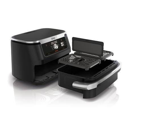 Ninja AF500EU fryer Double 10.4 L Stand-alone 2470 W Hot air fryer Black, Stainless steel