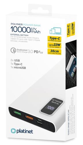 Platinet PMPB10WQC726W power bank Lithium Polymer (LiPo) 10000 mAh White