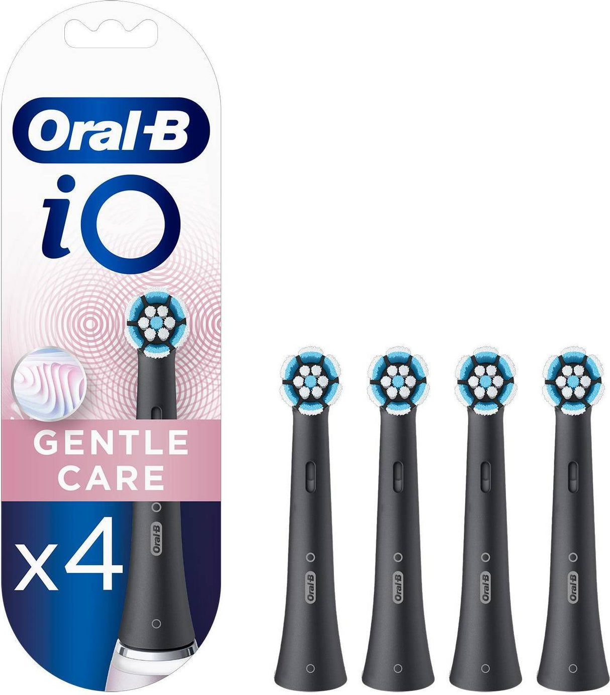 Oral-B iO Gentle Care Ekstra tandbørstehoved, 4 stk. Sort