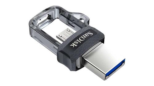 SanDisk Ultra Dual m3.0 USB flash drive 128 GB USB Type-A / Micro-USB 3.2 Gen 1 (3.1 Gen 1) Black, Silver, Transparent