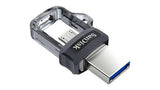 SanDisk Ultra Dual m3.0 USB flash drive 128 GB USB Type-A / Micro-USB 3.2 Gen 1 (3.1 Gen 1) Black, Silver, Transparent