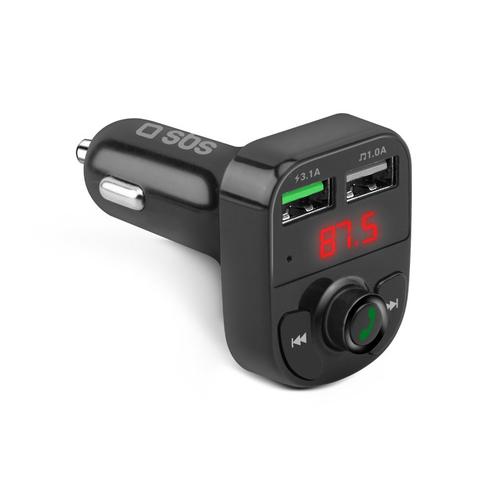 SBS TECARFM2USB mobile device charger Mobile phone Black Cigar lighter Wireless charging Fast charging Auto