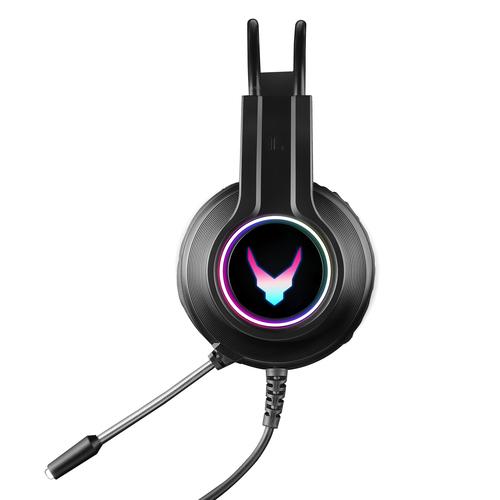 Varr Pro Gaming 3.5mm Headset with RGB Backlight, Microphone Boom (with illuminated tip, noise reduction function and 360° rotation), 15mW speakers, 2x 3.5mm, Integrated 2.1m cable, Black
