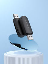 Vention 2-in-1 USB 3.0 A Card Reader(SD+TF) Black Dual Drive Letter