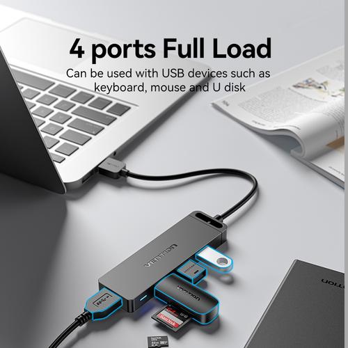 Vention 4-Port USB 3.0 Hub With Power Supply 0.15M Black