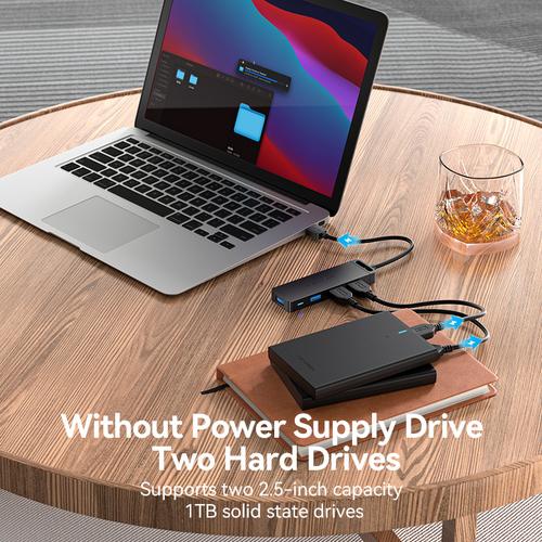 Vention 4-Port USB 3.0 Hub With Power Supply 0.15M Black