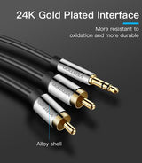 Vention 3.5mm Male to 2RCA Male Audio Cable 1.5M Black Metal Type