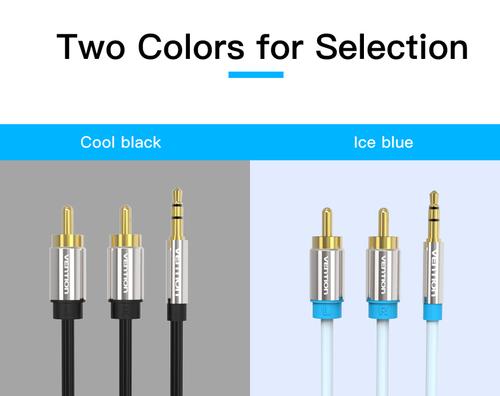 Vention 3.5mm Male to 2RCA Male Audio Cable 1.5M Black Metal Type