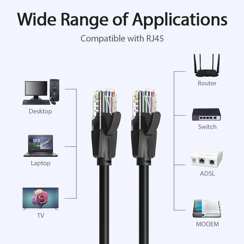 Vention Cat.6 UTP Patch Cable 10M Black