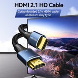 Vention Cotton Braided HDMI-A Male to Male HD Cable 8K 5M Blue Aluminum Alloy Type