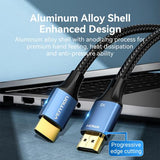 Vention Cotton Braided HDMI-A Male to Male HD Cable 8K 5M Blue Aluminum Alloy Type