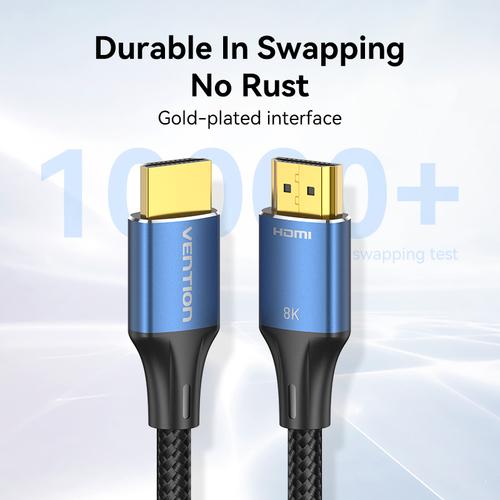 Vention Cotton Braided HDMI-A Male to Male HD Cable 8K 5M Blue Aluminum Alloy Type