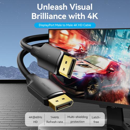Vention DisplayPort Male to Male 4K HD Cable 1.5M Black