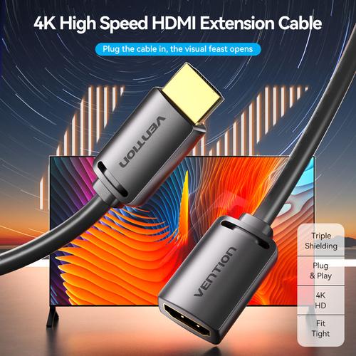 Vention HDMI-A Male to HDMI-A Female 4K HD Cable PVC Type 2M Black