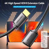 Vention HDMI-A Male to HDMI-A Female 4K HD Cable PVC Type 2M Black