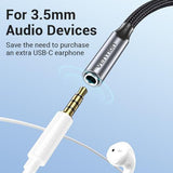 Vention USB-C Male to 3.5MM Earphone Jack With DAC Adapter 0.1M Gray Aluminum Alloy Type