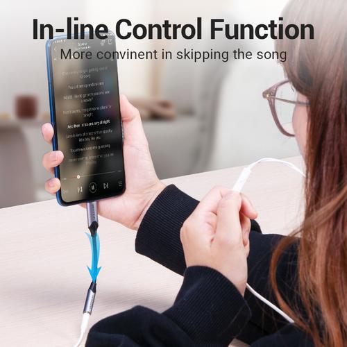 Vention USB-C Male to 3.5MM Earphone Jack With DAC Adapter 0.1M Gray Aluminum Alloy Type