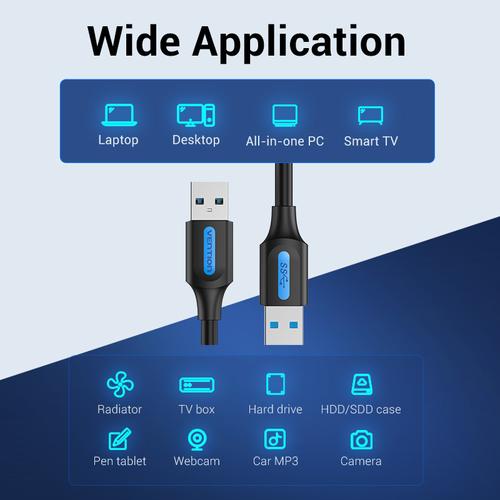 Vention USB 3.0 A Male to A Male Cable 1.5M Black PVC Type