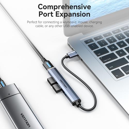 Vention USB 3.0 to USB 3.0/USB 2.0*3 Mini Hub 0.15M Gray Metal Type