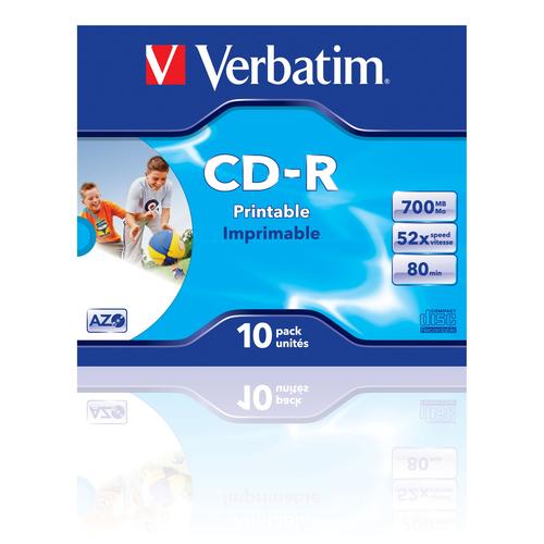 Matricas CD-R AZO Vebratim 700MB 52x Printable Jewel Cased 10 Pack