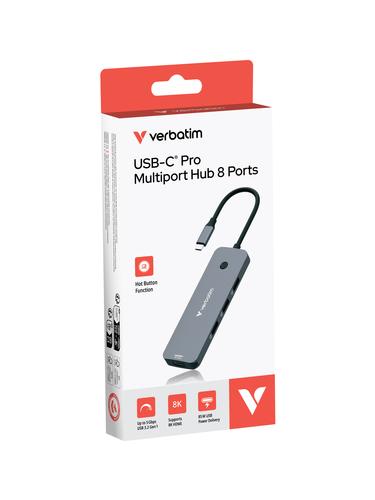 Verbatim CMH-08 USB Type-C 5000 Mbit/s Silver